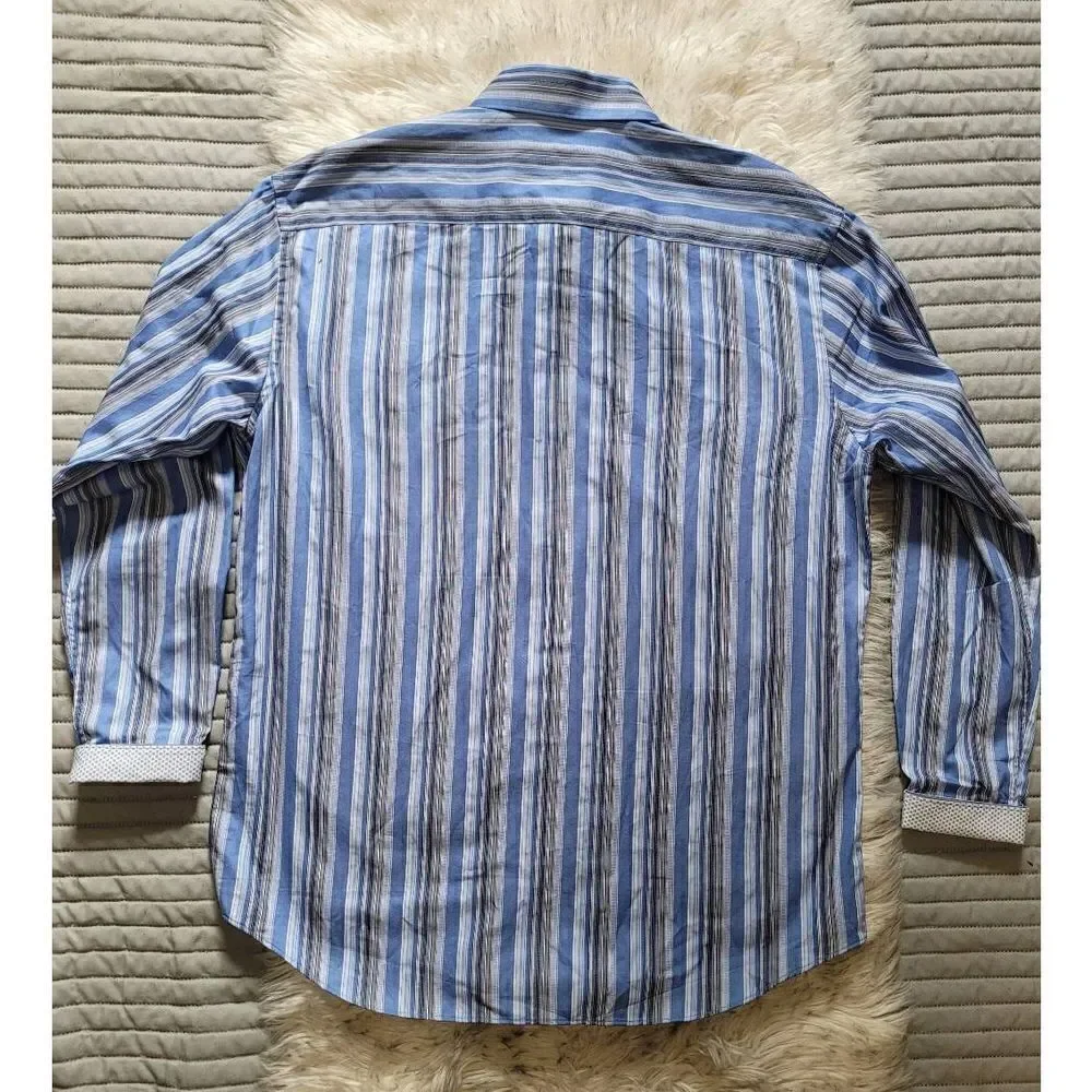 TailorByrd Striped Button Down Shaped Fit Dress Shirt, Mens XXL